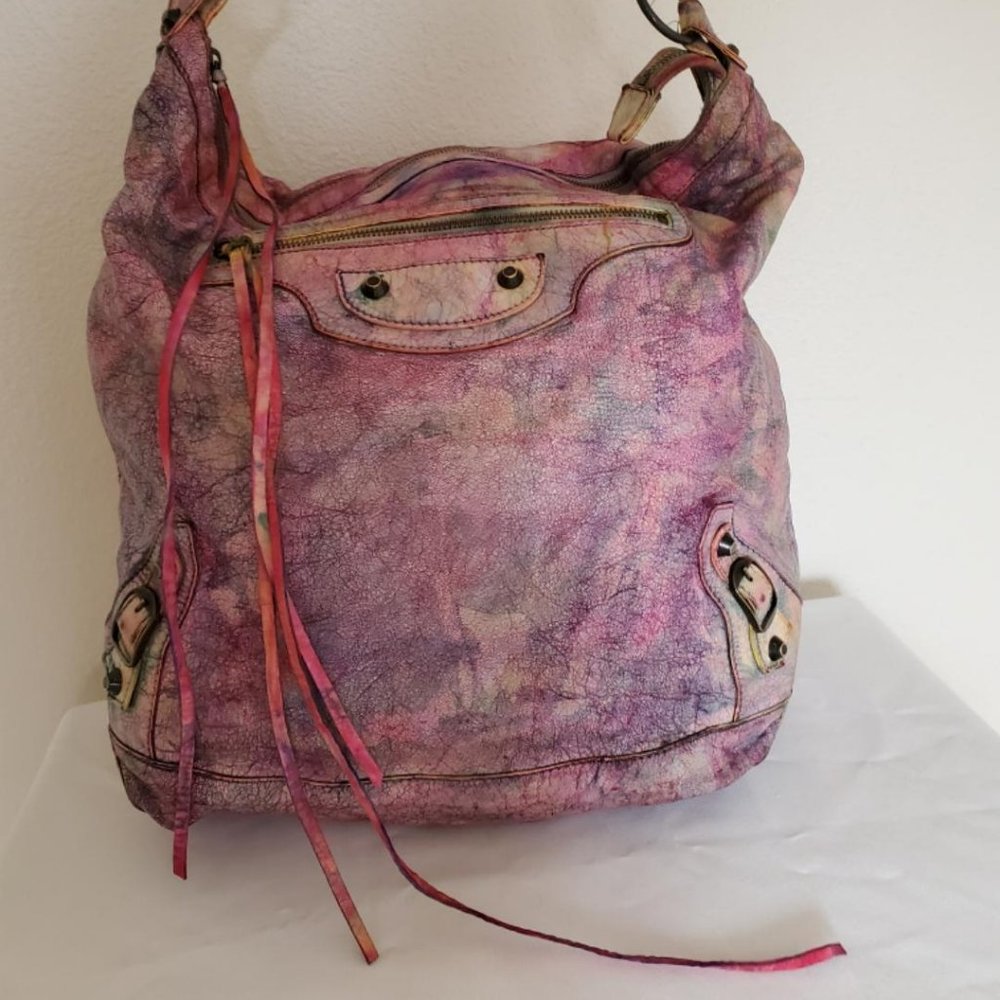 Balenciaga pink blue purple gray graffiti classic giant day city bag work agneau - Picture 1 of 14